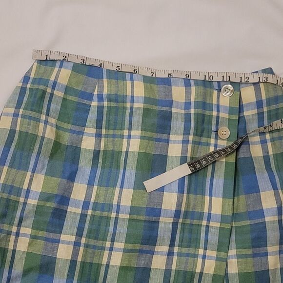 Talbots Irish linen wrap plaid skirt size 8 - Picture 3 of 7